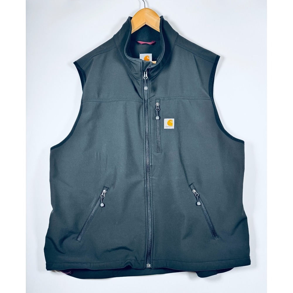 Carhartt Softshell Vest Mens 2X Black Full Zip Work Outdoor Zipper Pockets